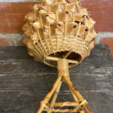 Vintage 50s Tiki Rattan Lamp + Woven Natural Fibre Ball