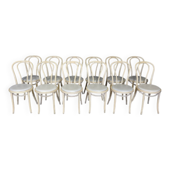 Set of 12 bistro chairs in light curved wood & skai GO IN Germany