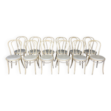Lot de 12 chaises bistrot bois courbé clair & skai GO IN Allemagne