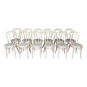 Lot de 12 chaises bistrot bois courbé clair & skai GO IN Allemagne