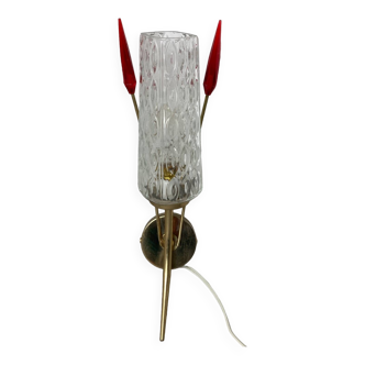 Brass and glass wall light, 1960