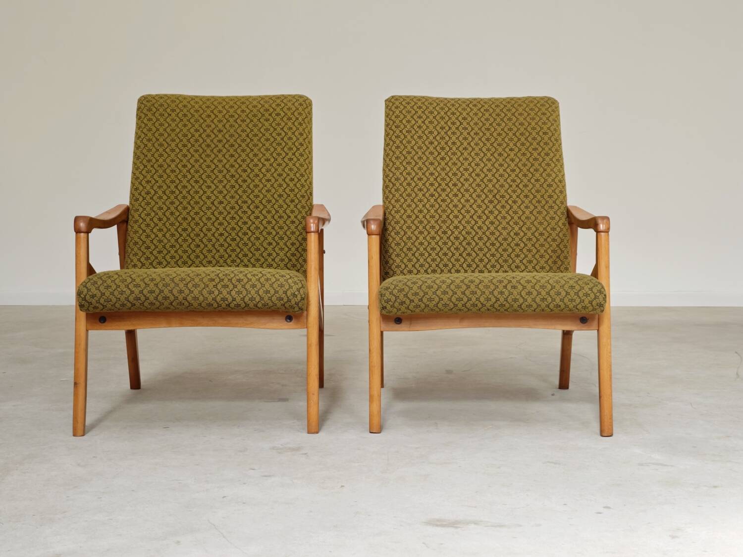 Pair of light green armchairs by Jiri Jiroutek for Interier Praha, 1960