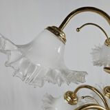 Lustre en céramique, laiton et verre de Murano des années 1970