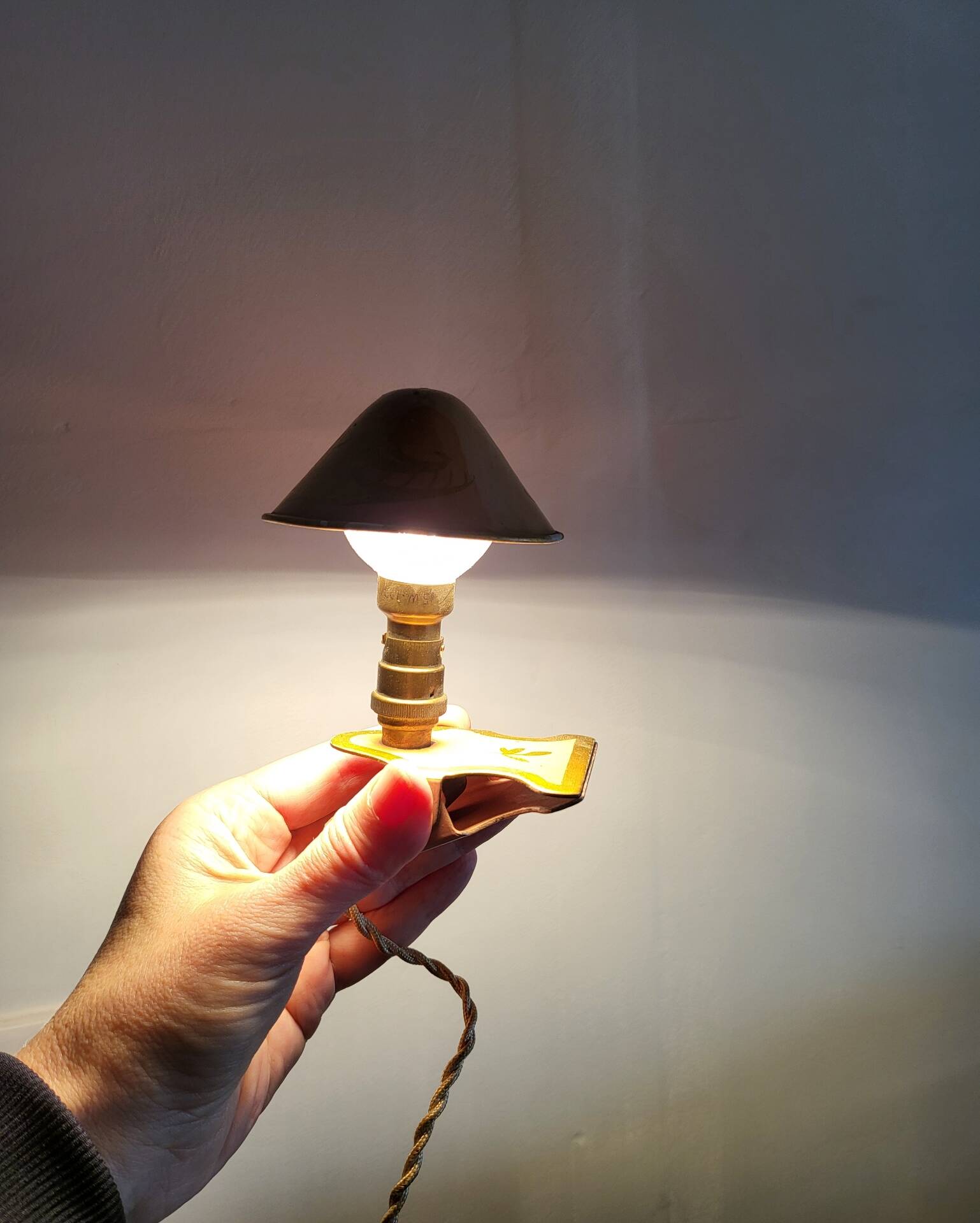 Ancienne Lampe à Pince Champignon Tole Vintage