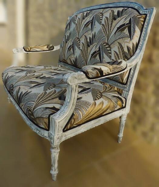 Louis XVI style bench sofa with upholstery and beech wood - Completely revamped