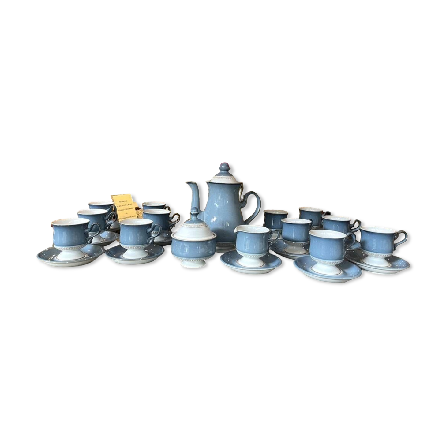 English stoneware tea service denby england 12 pale blue and white castille model