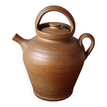 Vintage handmade brown glazed stoneware gargoulette.
