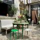 Table de jardin pliante en bois vert et beige ⌀ 95 cm