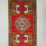 Small Vintage Turkish Rug 96x48 cm, Short Runner, Tribal, Shabby, Mini Carpet