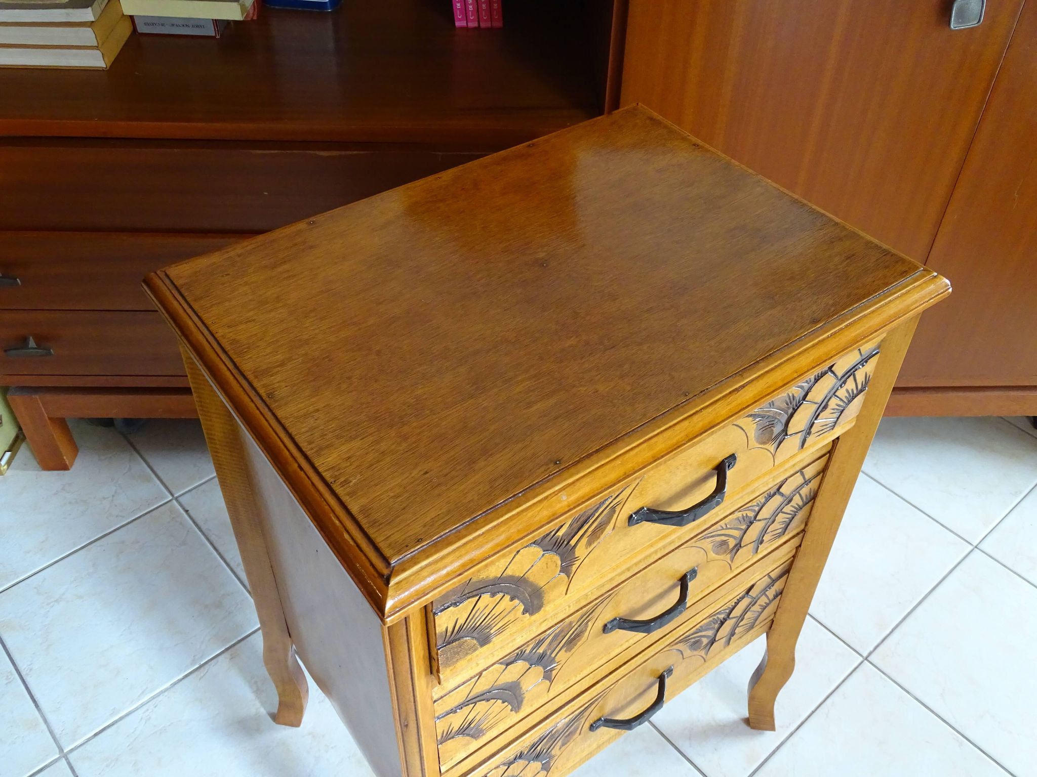 Chest of drawers 3 drawers art deco style in wood