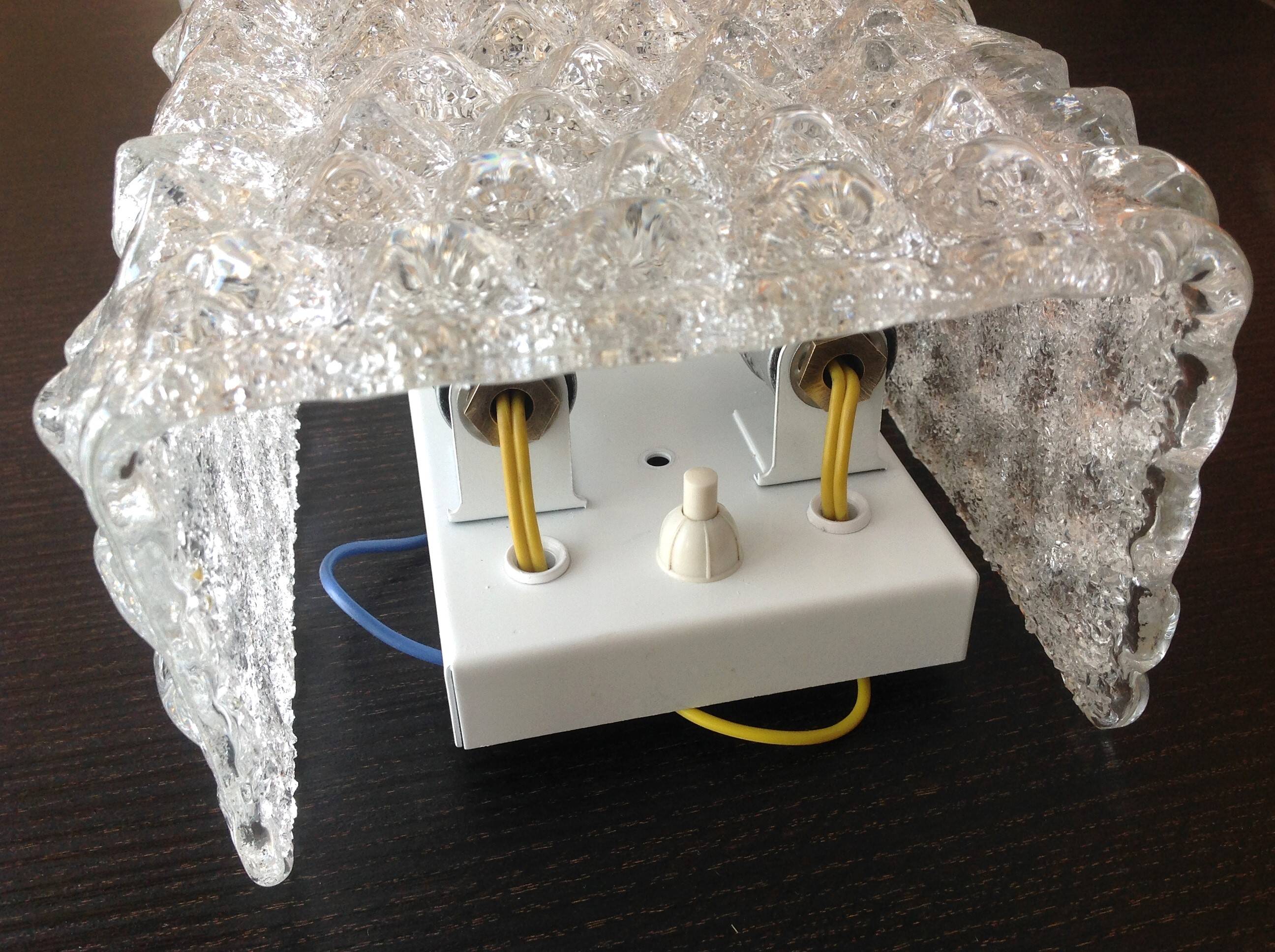 Wall lamp in ice glass and diamond tips / vintage 60s-70s