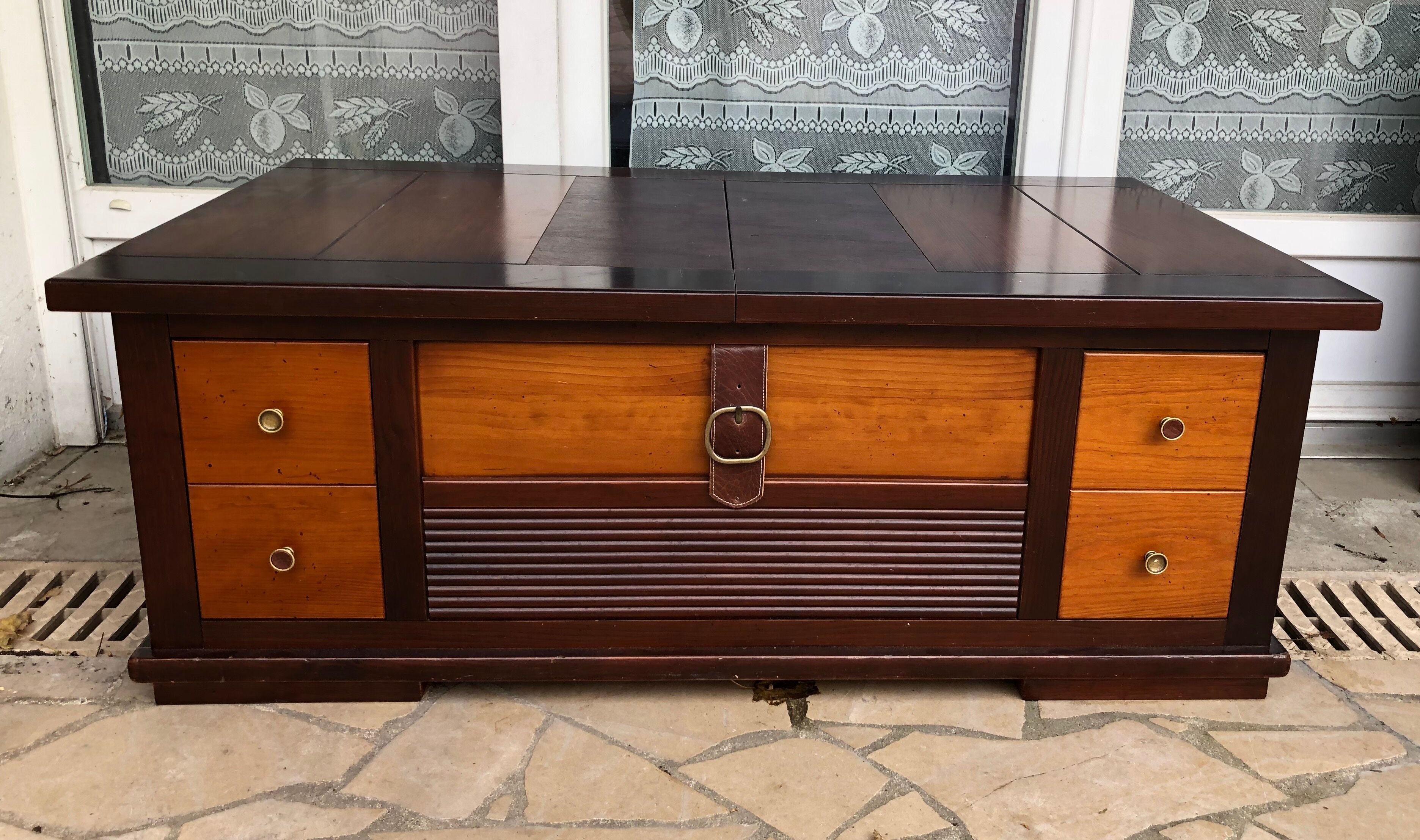Wooden coffee table with interior niche