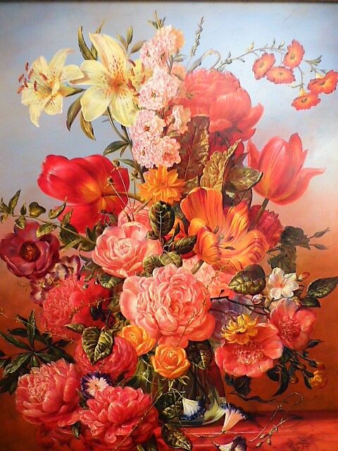 Floral painting by Gyula Siska, 20th century