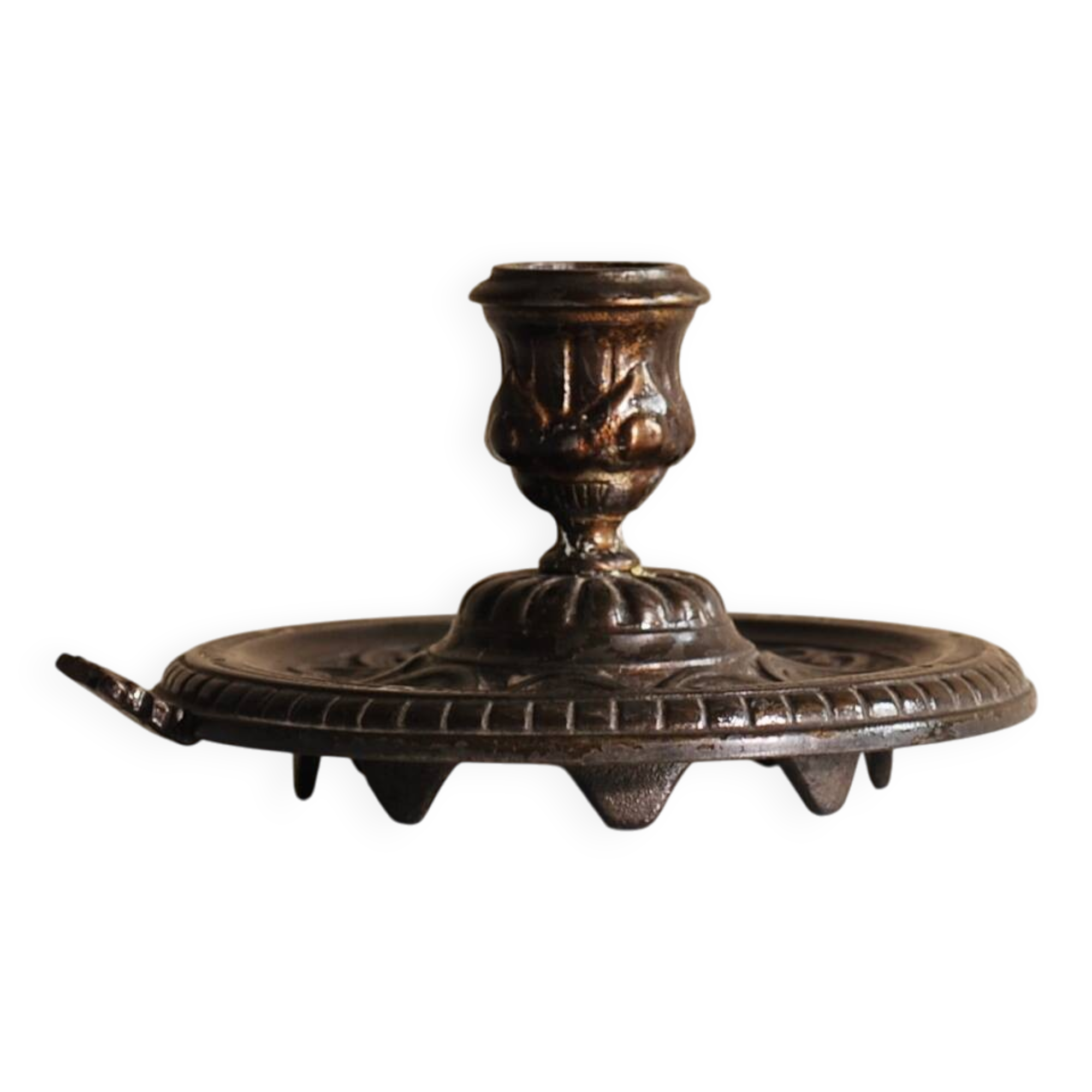 Bronze cellar rat hand candle holder