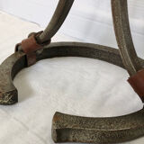 Hammered wrought iron and leather floor lamp by Jean Pierre Rickaert, 1950s