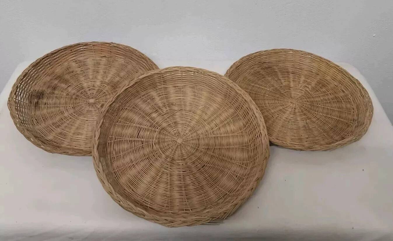 Set of 3 Vintage Rattan Baskets
