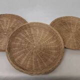 Set of 3 Vintage Rattan Baskets