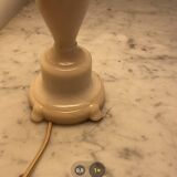 Opalescent glass lamp, new 2 M fabric cable, cotton lampshade