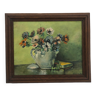 Oil on panel bouquet signed