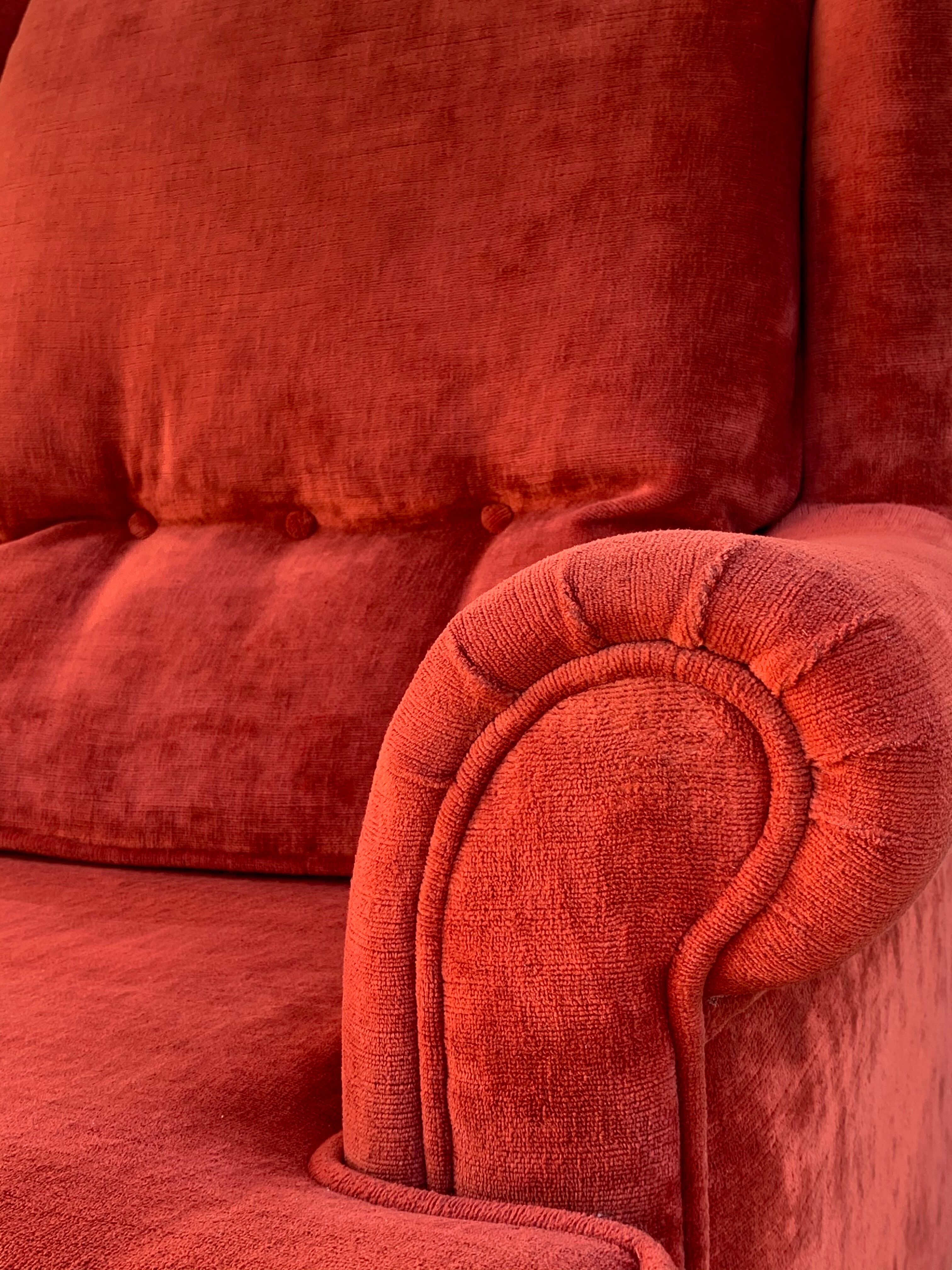Coral velvet toad sofa