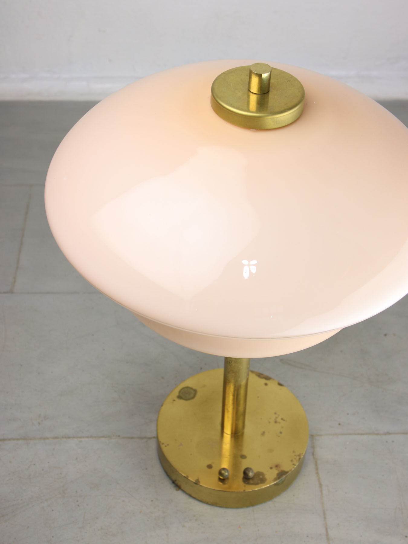 Mid-century brass & glass table lamp