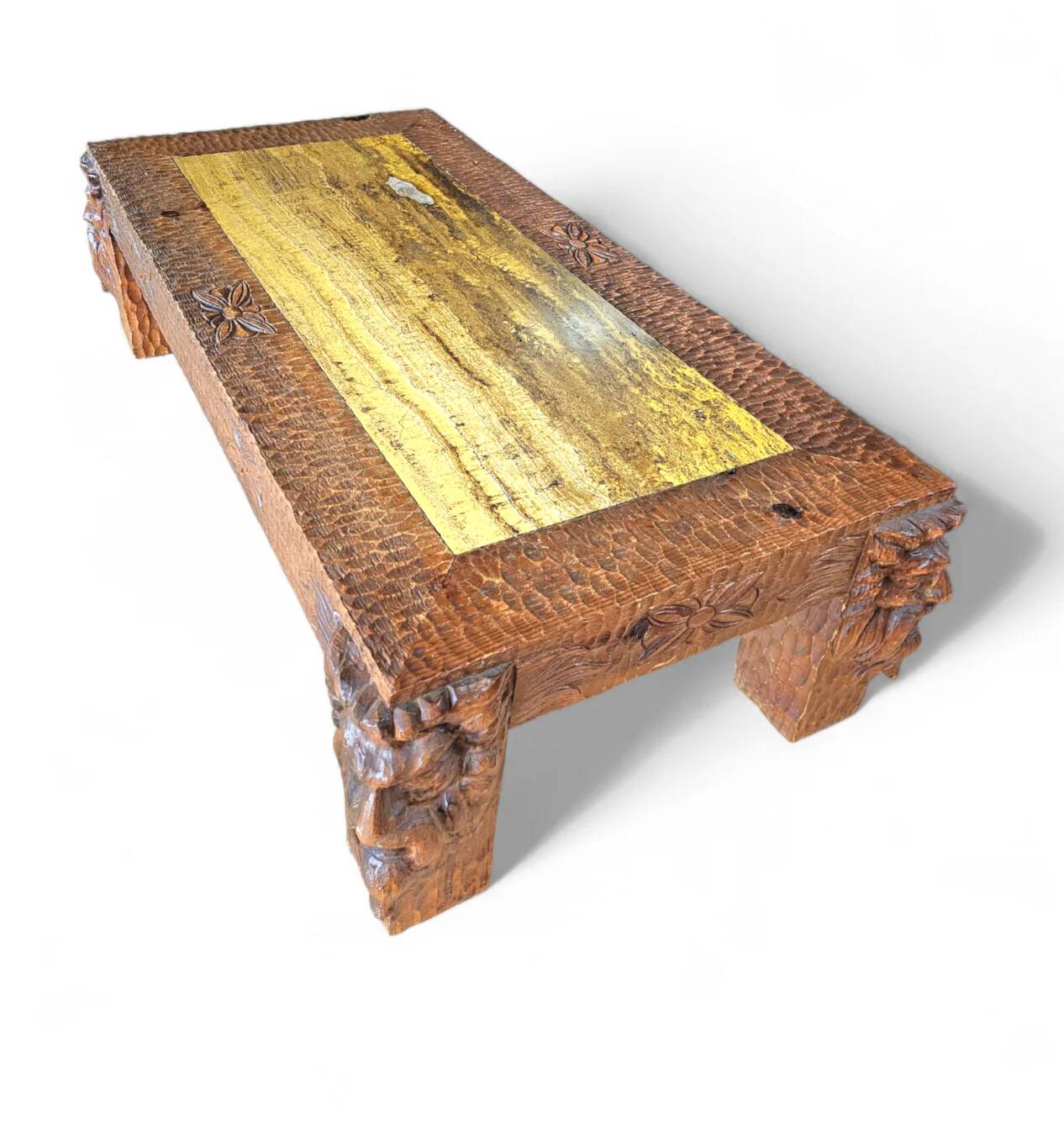 Northern Italian Roman carved style coffee table / marble top