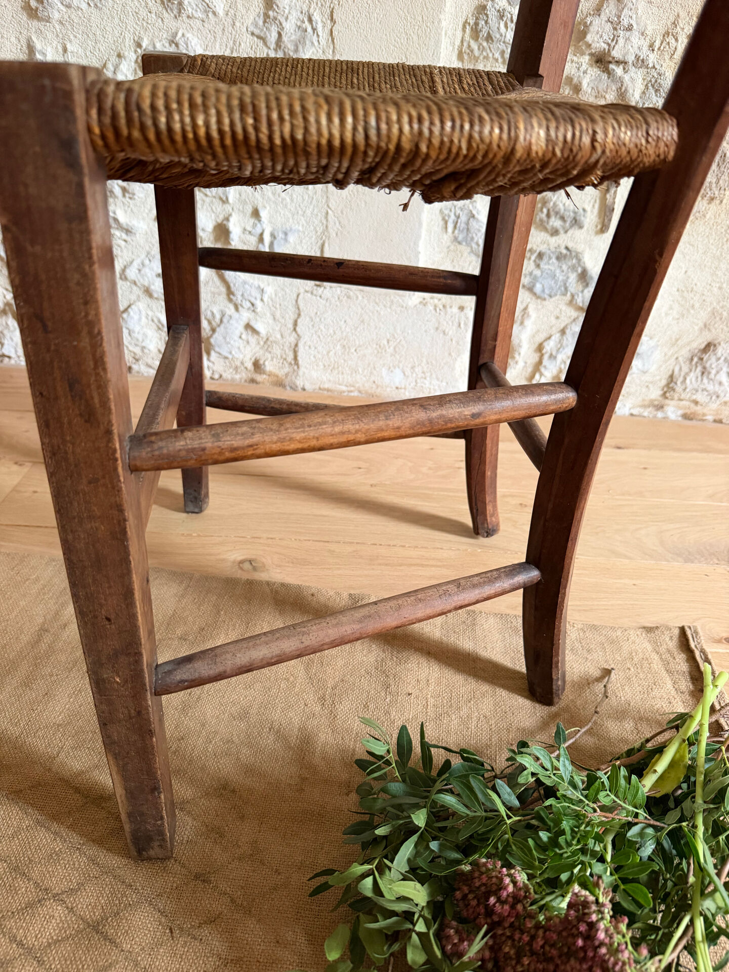 Old wooden country chair.