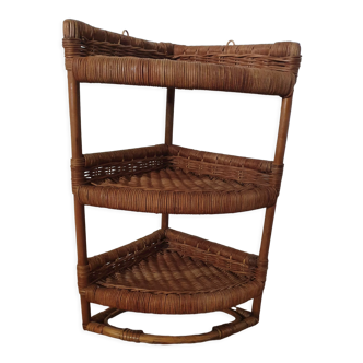Wicker corner shelf 70s