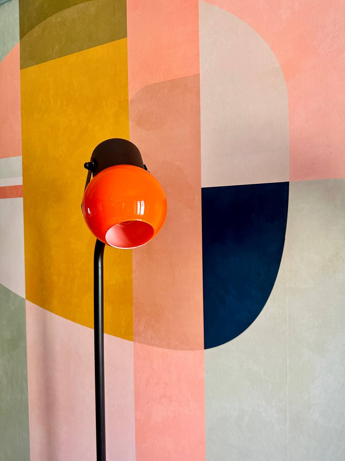 Vintage orange opaline design floor lamp