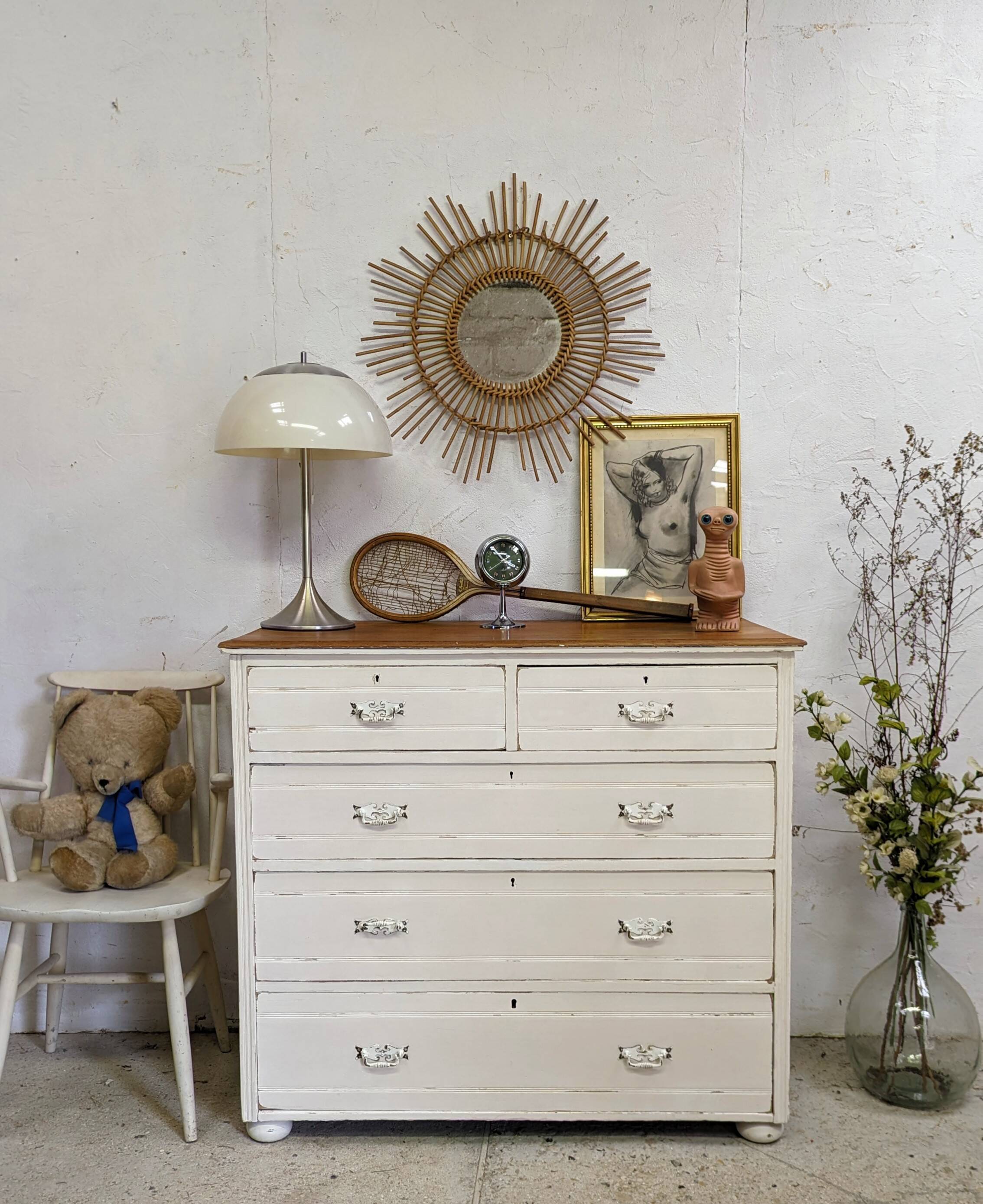 Old English chest of drawers with Gusravian shabby chic patina