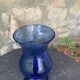 Photophore, Bougeoir en verre soufflé et bulle bleu cobalt de la verrerie de BIOT, signe, collector
