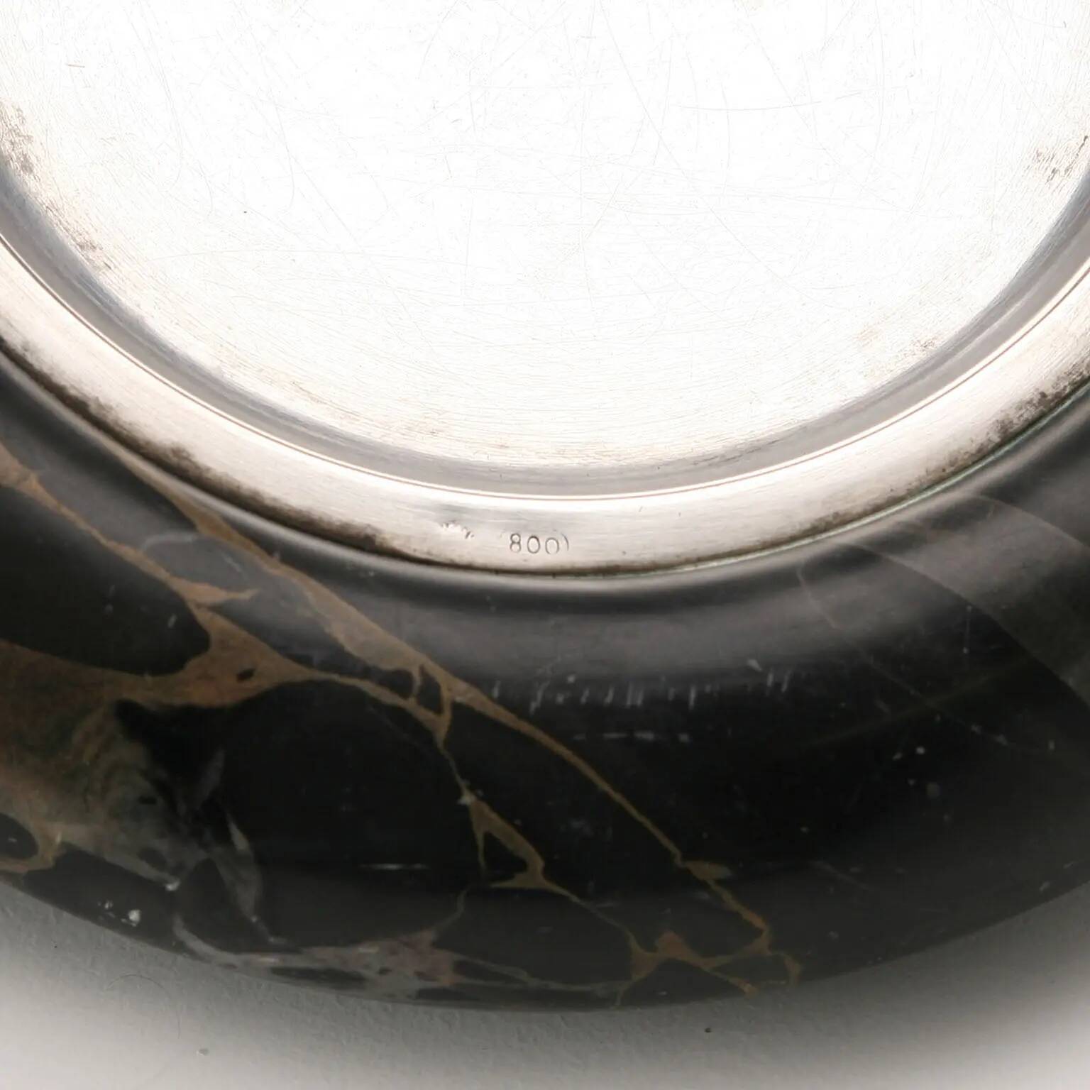 Vintage black and silver marble catchall, Italy, 1970s