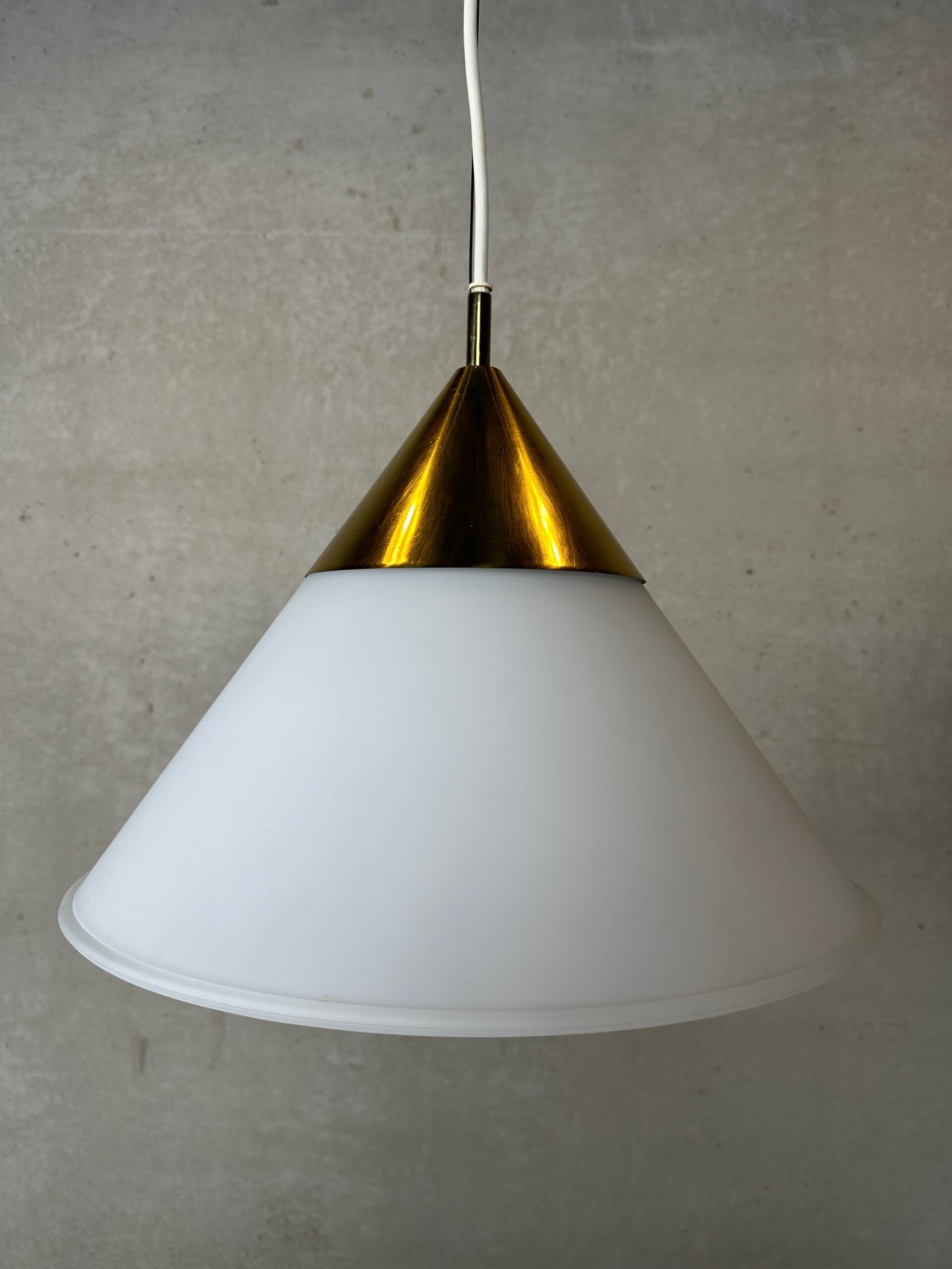 Vintage Glashütte Limburg pendant lamp – opaline and brass