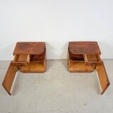 Set of 2 art-deco bedside tables with bakelite handles
