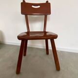 Set of 4 Imperial Loyalist brutalist wooden chairs, vintage 60s design