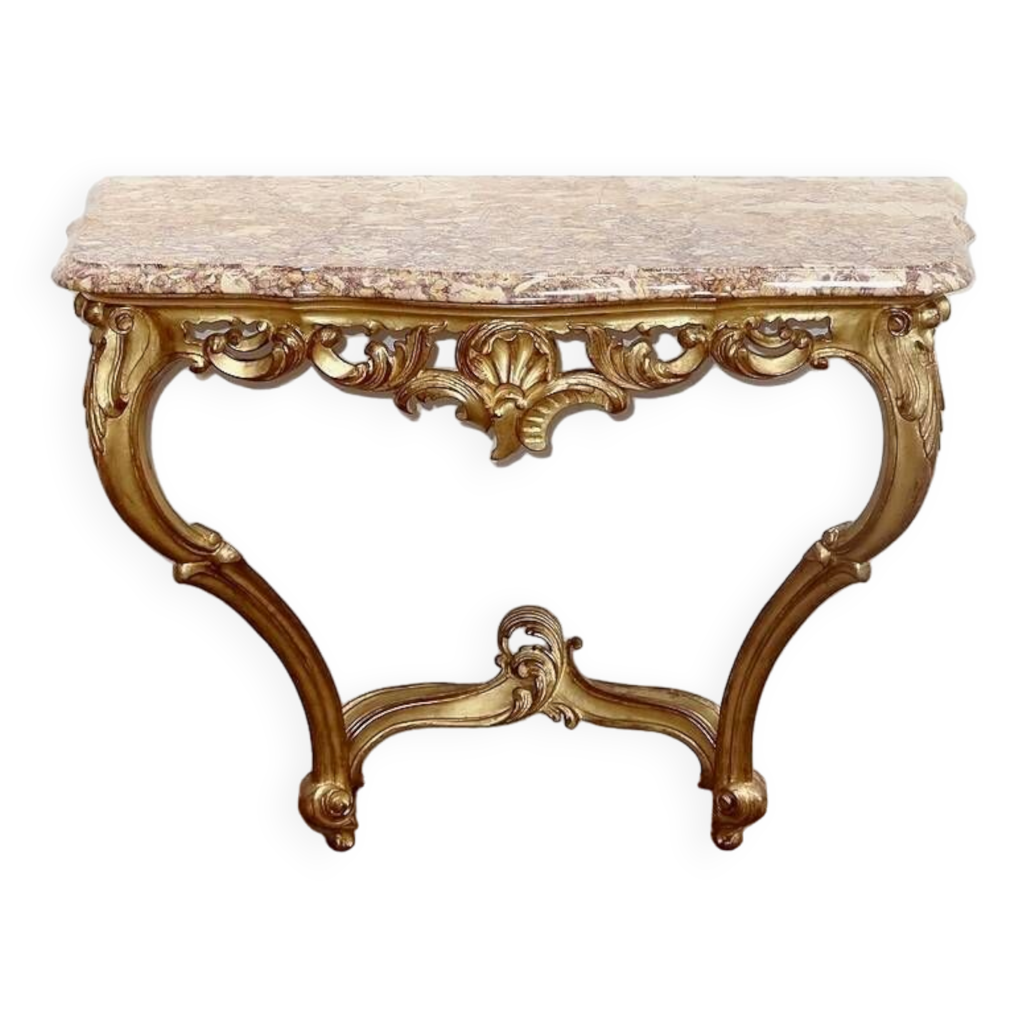 Wall Console in Golden Wood, Louis XV style – Mid 20th century