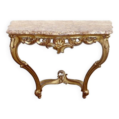 Console murale en bois doré style Louis XV, milieu XXème