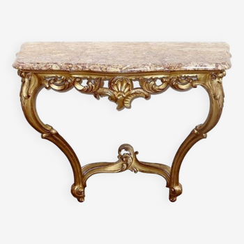 Wall Console in Golden Wood, Louis XV style – Mid 20th century