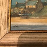 Oil painting marine style chapel of poulgoazec signed lislet