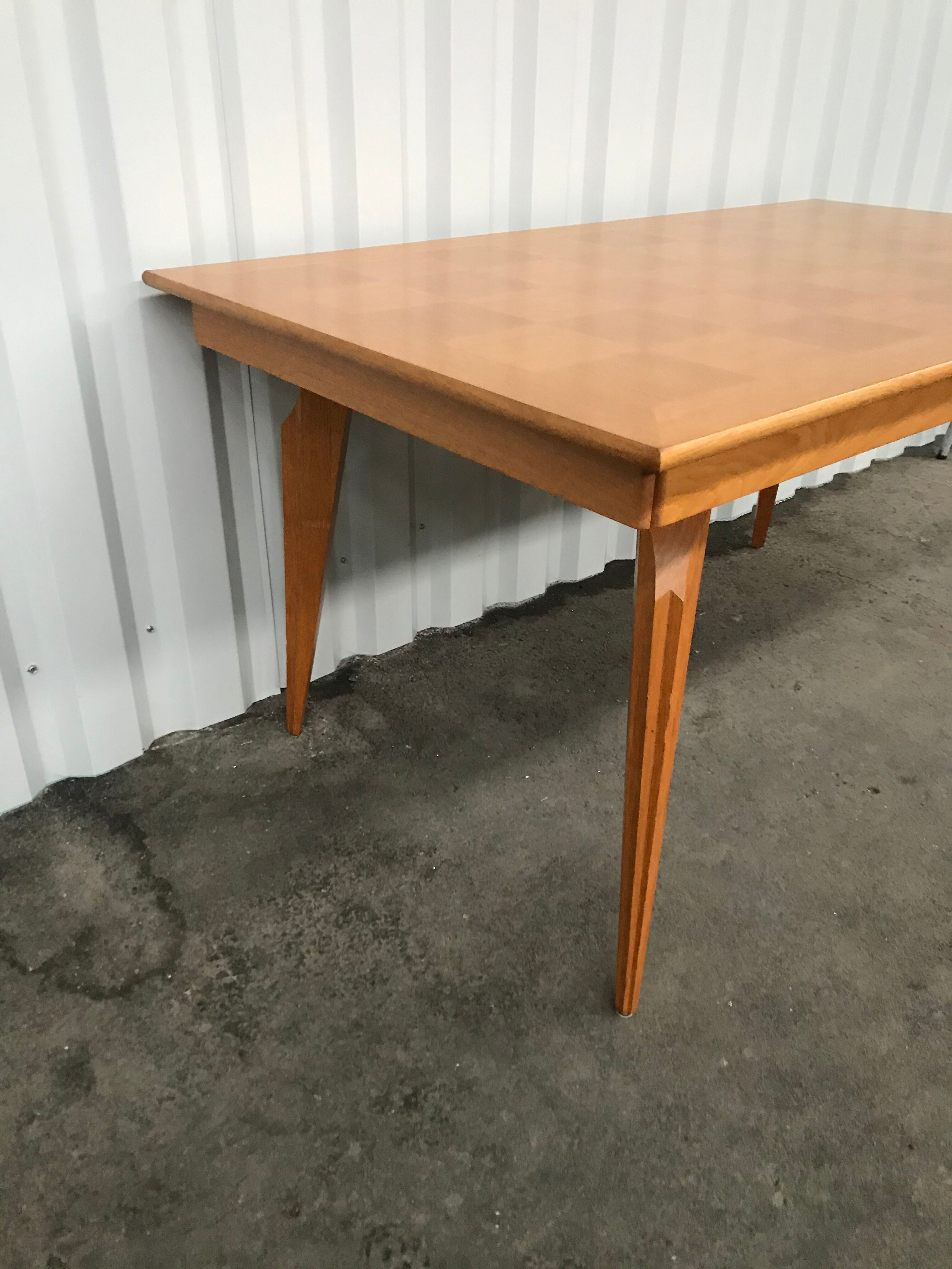 Table à manger en chêne 1950 avec allonges 210cm