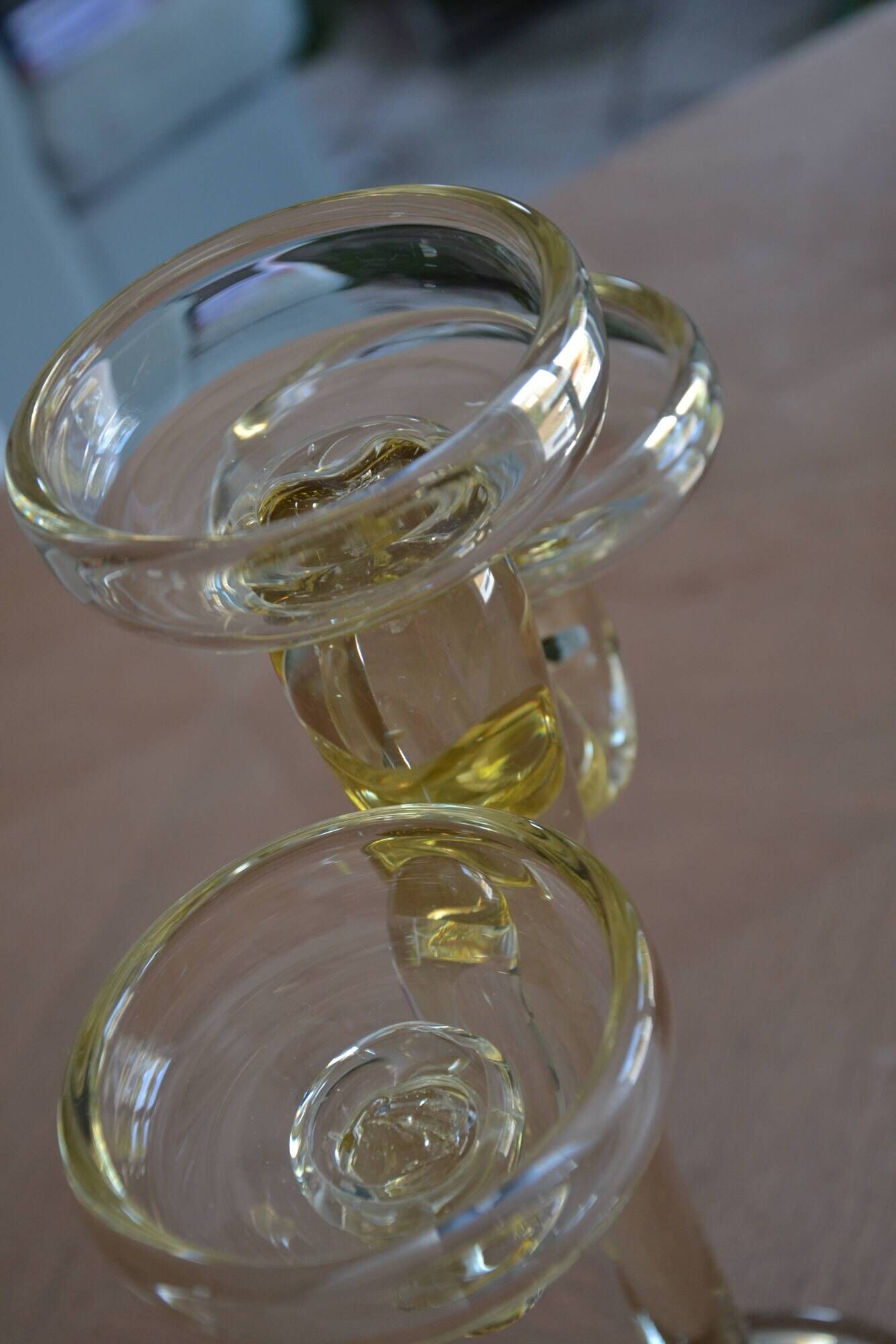 Large blown glass chandelier with bubbles