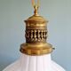 Large Art Deco pendant light in milk glass and brass, 1920s