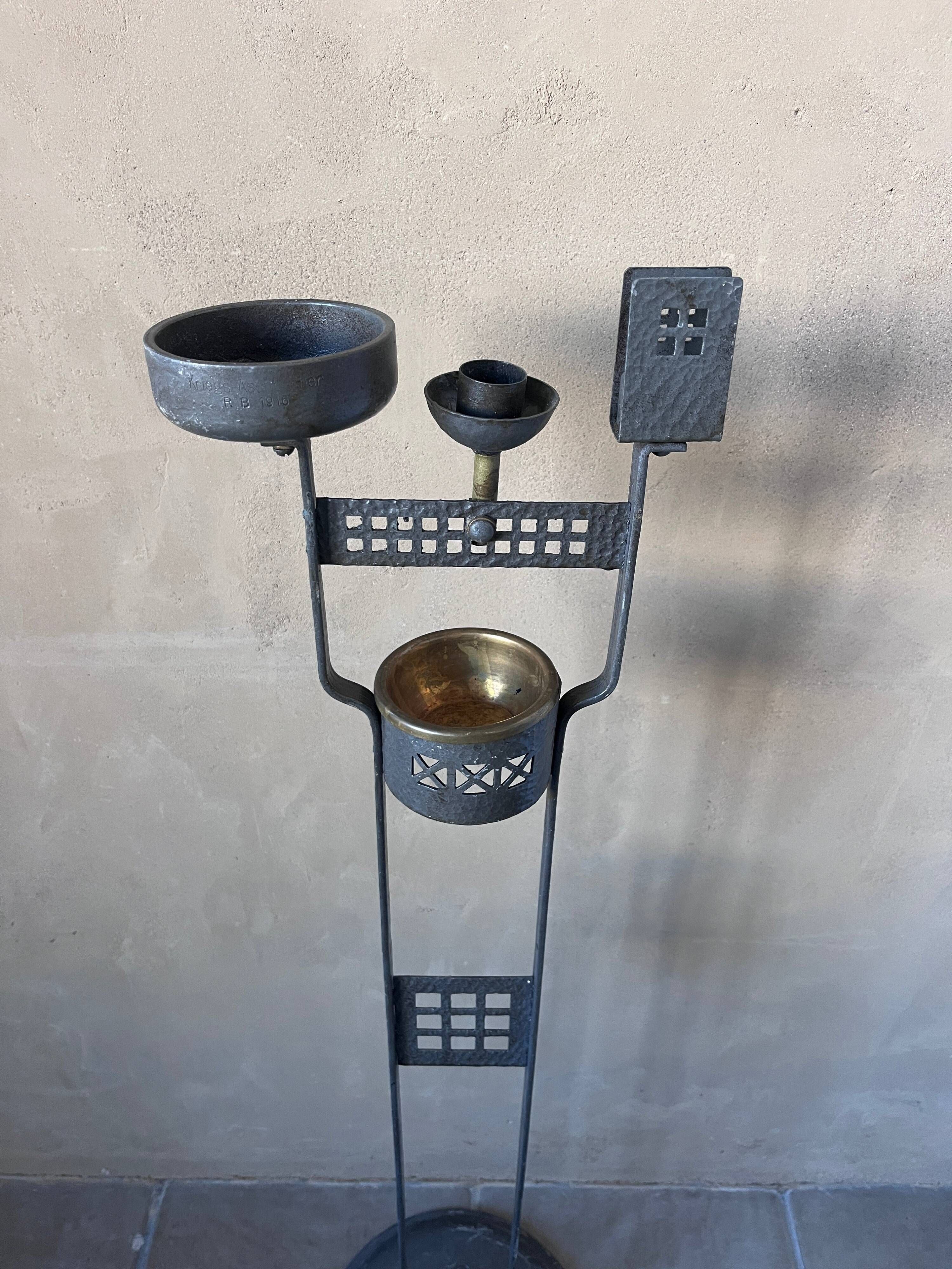 German smoker's accessory holder in wrought iron, 1916