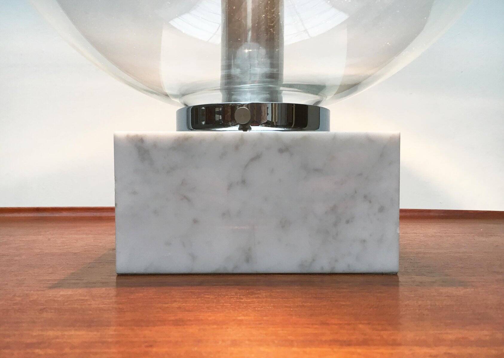 Mid-century glass and marble table lamp 3480 by Erco, 1960s.