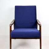Czech armchair attributed to Jiri Jiroutek in dark blue fabric, 1970s