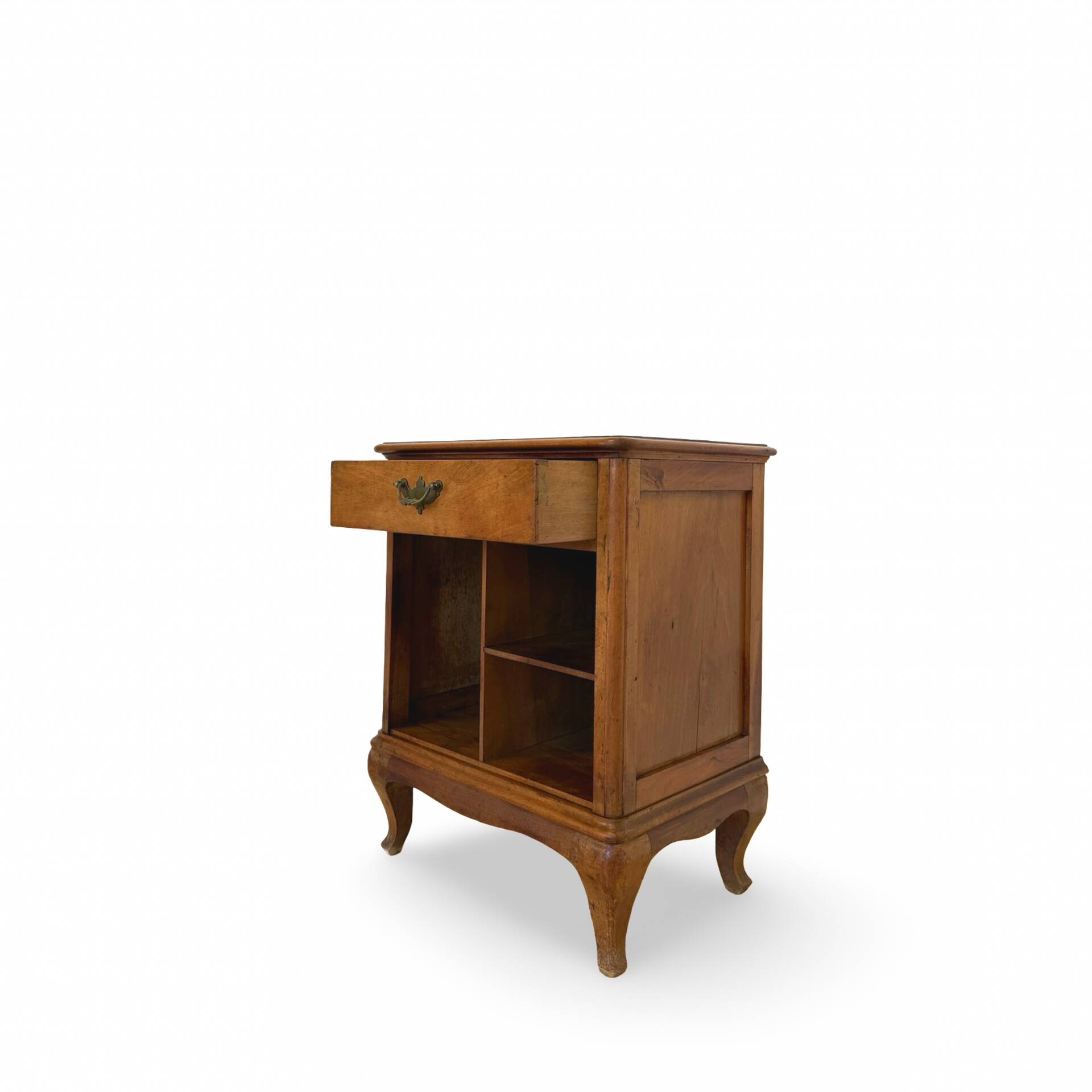 Antique Italian bedside table in solid walnut, 1920s/1930s