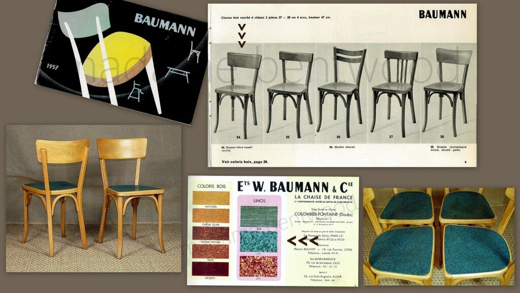 4 Baumann bistro chairs of the 50s