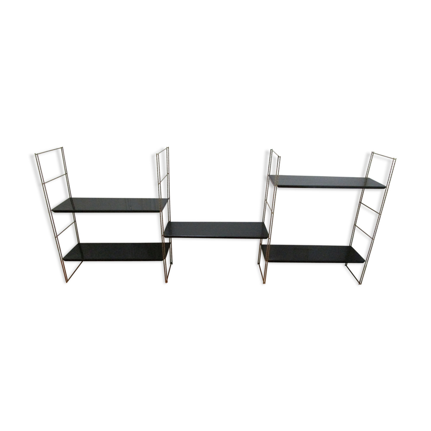 Black and gold metal tomado wall shelf