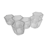 Lot de six pots en verre moulé Pyrex "Yalacta"