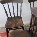 Lot de 4 chaises de salle à manger anciennes en chêne patiné, XIXe siècle